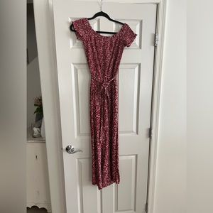 Lulu’s Red Floral Off-the-Shoulder Jumpsuit